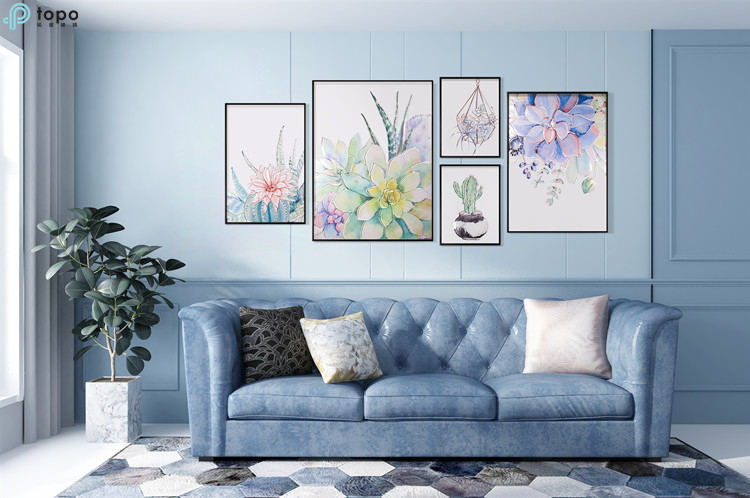 Diversas plantas coloridas y flores decoración de pintura de vidrio