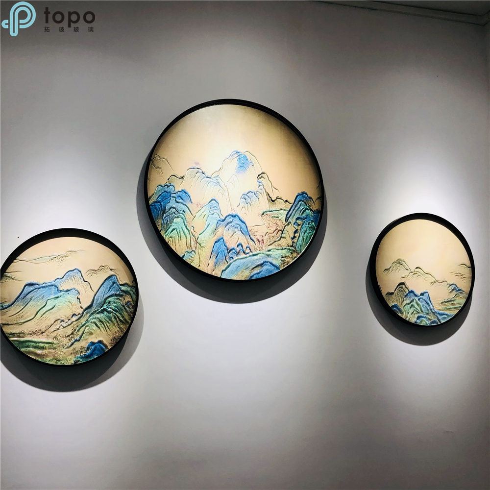 Pintura de paisaje china aplicada a la pintura colgante de vidrio en la sala de estar dormitorio