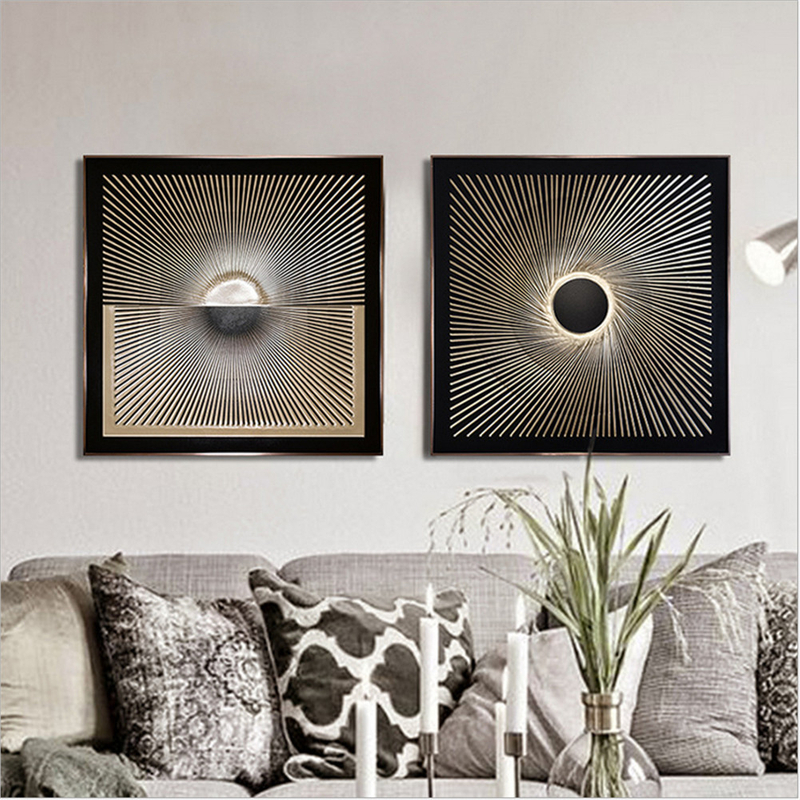 4PCS Venta caliente Pintura de vidrio abstracto para la decoración de la pared del sofá