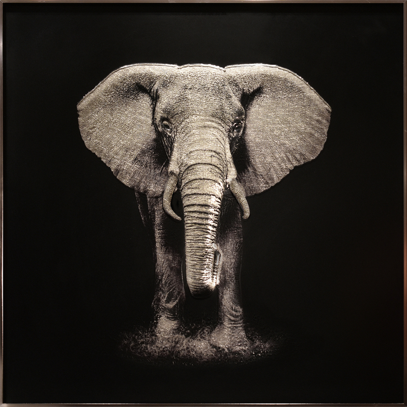 Pintura de vidrio de elefante realista en 3D sobre vidrio ultra claro con bajo contenido de hierro