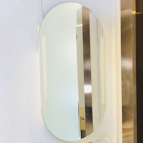 Espejo plateado antivaho LED Ellipse HD de 5 mm para baño