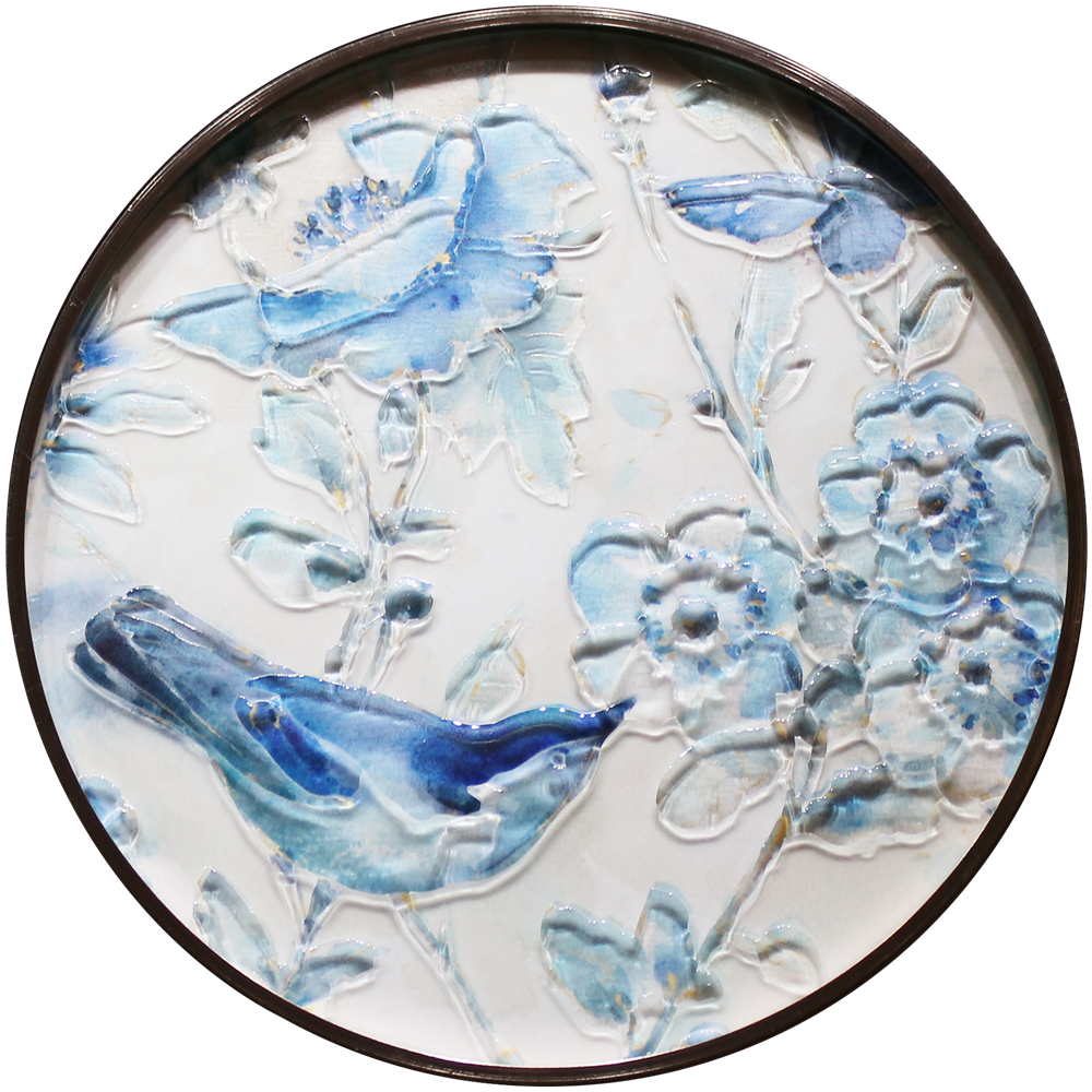 Pájaros decorativos y flores decorativas fáciles de limpiar Círculo para colgar en la pared Pintura de vidrio